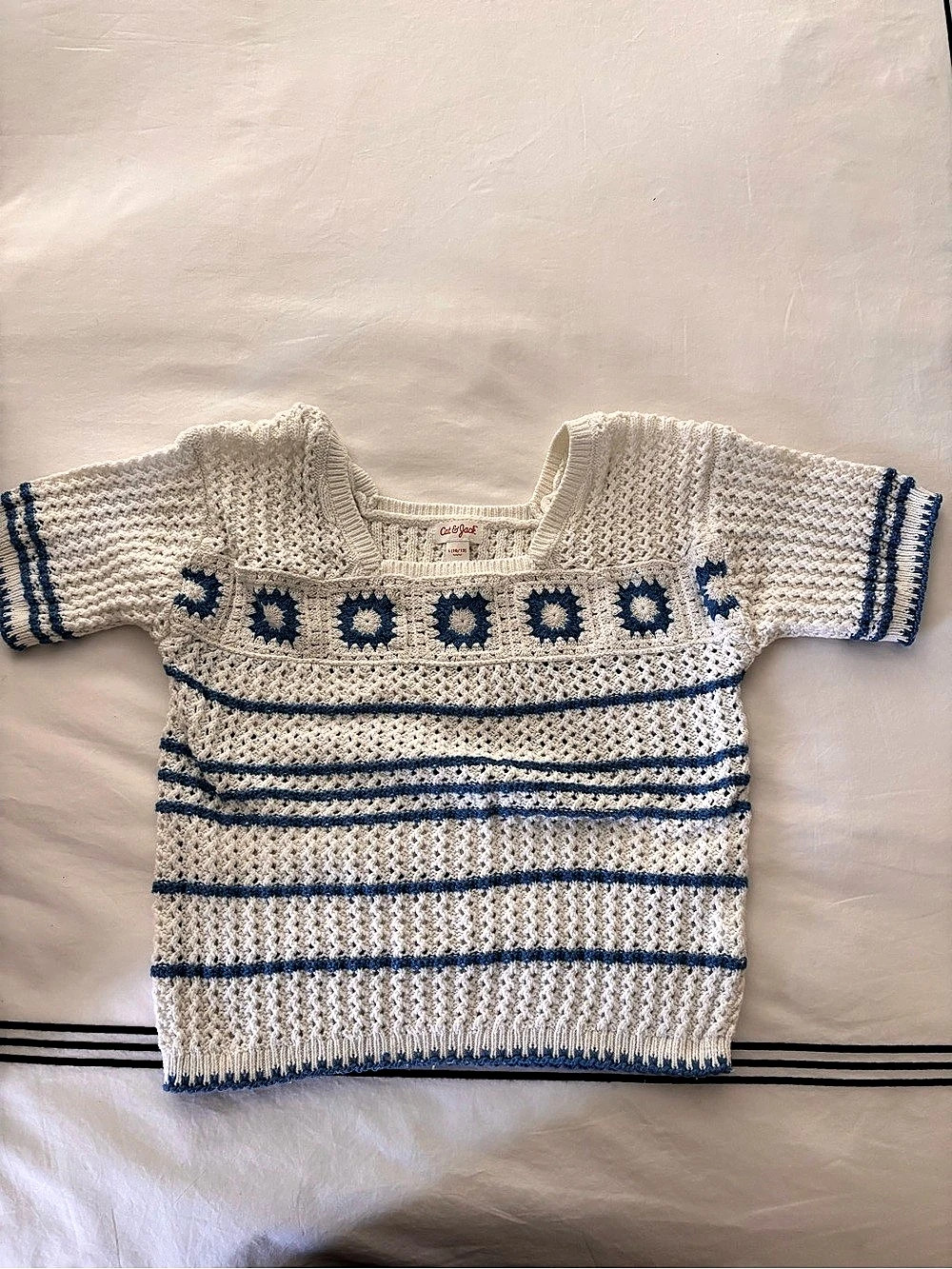 Cat & Jack Kids Knit Sweater in White & Blue New